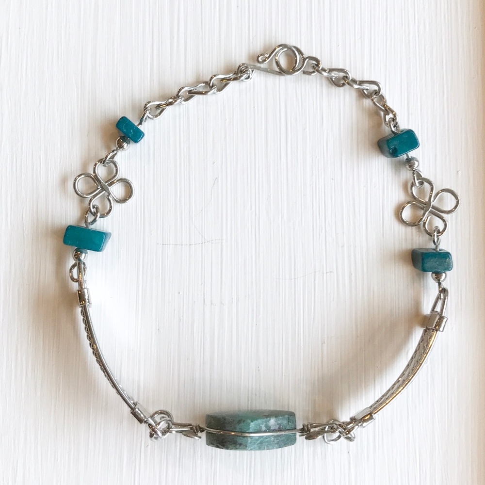 Silver bracelet with genuine turquoise stones